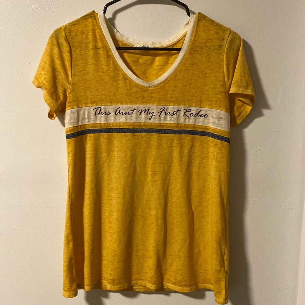 Yellow Fashion Tee - "This Ain't My First Rodeo" (S)